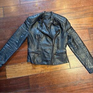 Philomena Petti Black Faux Leather Motorcycle Style Jacket Women's Size Small